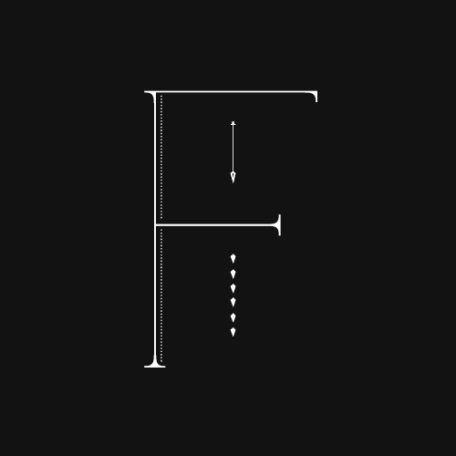 Letra F de la tipografía Fina
