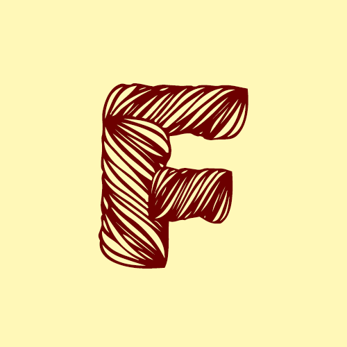 Letra F de la tipografía Fibography